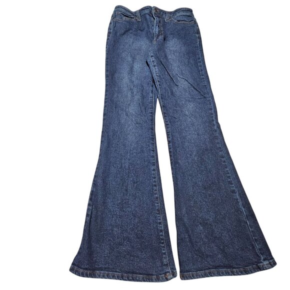 RSQ Low Rise Flare Jeans Womens Size 24 Bell Bottom Dark Wash Denim Pants - Picture 2 of 5